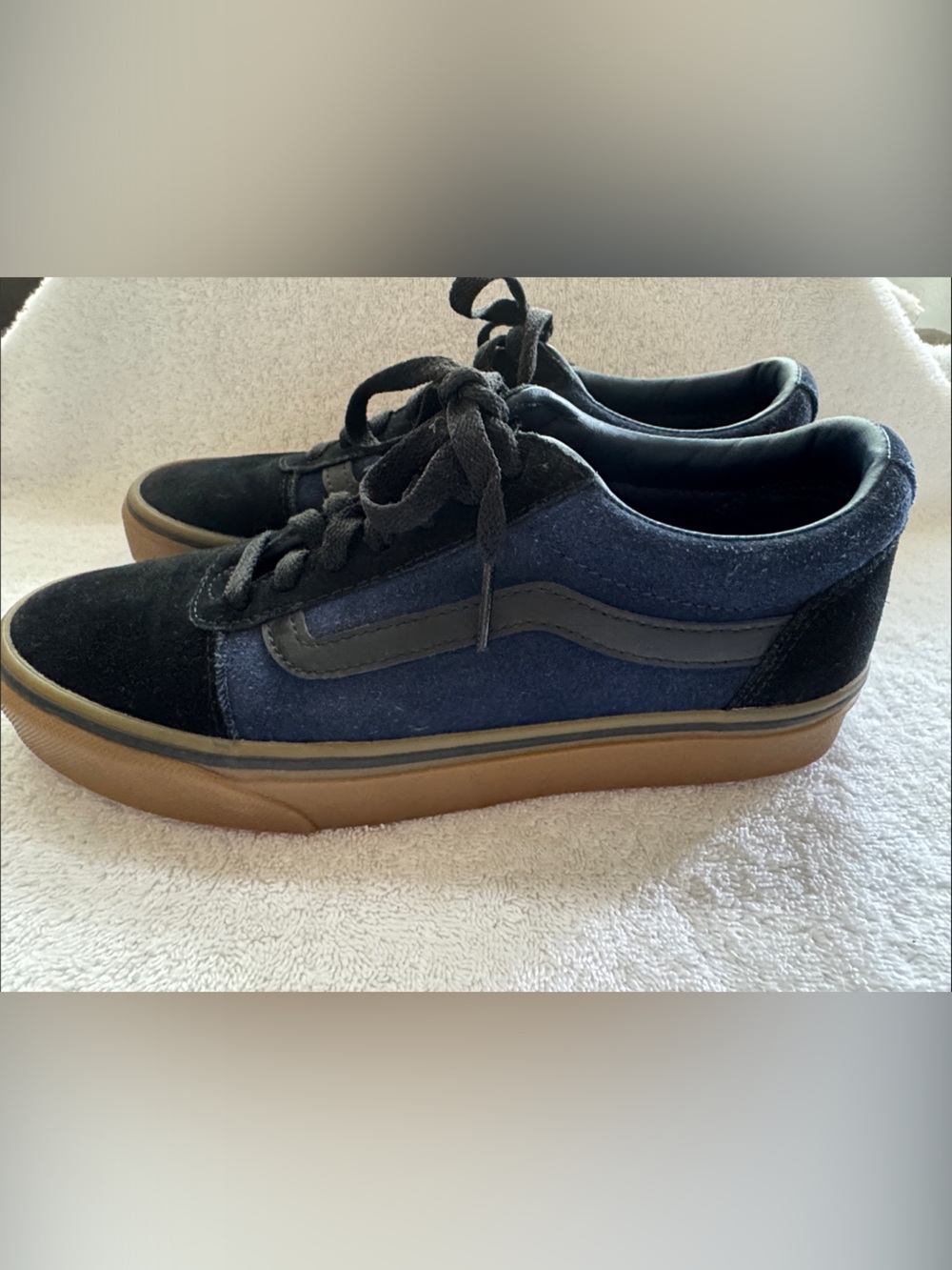 Vans Old Skool Suede Sneakers in Navy, Black and Gum